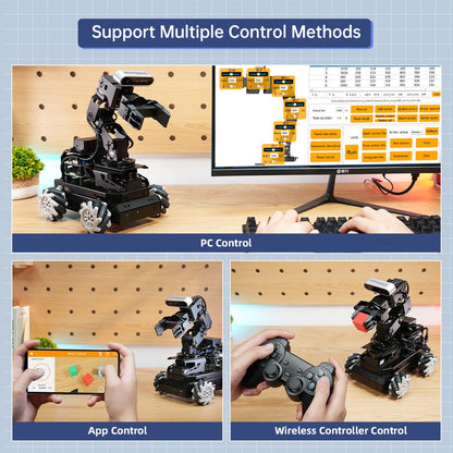 HIWONDER ROS2 Robot Car with ChatGPT Large AI Models, 6DOF Robotic Arm SLAM Mapping Navigation AI Vision Voice Control Scene Understanding ROS Learning, LanderPi Advanced Kit & RaspberryPi 5 8GB