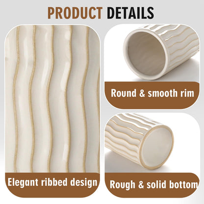 Ceramic Toothbrush Holder for Bathroom, White Tooth Brushing Holders, Bathroom Counter Organizer, Toothbrush Mouthwash Cup for Family