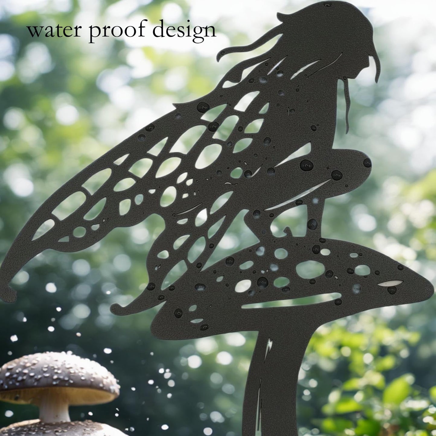 AJHXZMFC Decorative Garden Stakes， Fairy Garden Stakes, Butterfly Fairy Stakes for Weather Resistant Black Metal Outdoor Decorative Art for Women Gift (Matte Black, 18P-A)