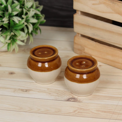 Ceramic Salt and Pepper Shaker and Dispenser with Perfect Holes, Suitable for Home, Cafe, Dining Table, Kitchen Set of 2,Matka design