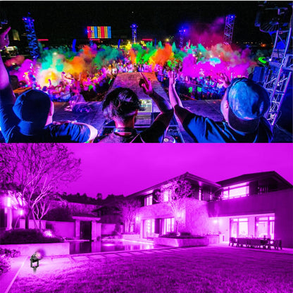 Landscape Lights Outdoor: Black Light Halloween LED Landscape Lighting for Tree Garden Yard Pathway Body Paint Fluorescent Poster | 110V UV Blacklight Spotlights | 4 Pack (UV Blacklight)