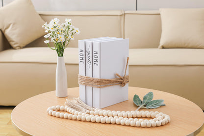 White Decorative Faux Books for Farmhouse & Living Room Decor - Coffee Table & Shelf Accent, Home Sweet Home
