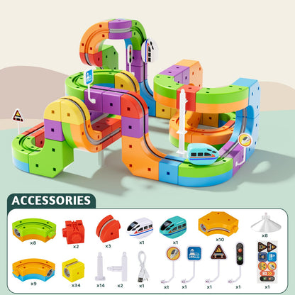 Wdebay klick Rail Electric Train Set 3D Magic Flexible Race Track for Kids 3 4 5 6 7 8 Years Old, Race Car Track with Anti-Gravity, Educational STEM LearningToy for Boys Girls Birthday