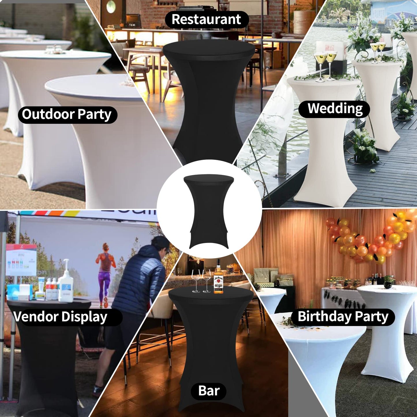 FestiCorp Spandex Orange Table Cover, Cocktail Fitted Tablecloths, Round Highboy Stretch Table Covers Cloths for Party, Bar, Halloween, Birthday, Banquet, 30"-32" Diameter x 40"-43" Height