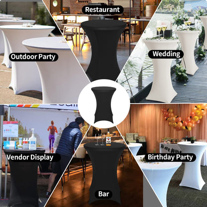 FestiCorp Spandex Orange Table Cover, Cocktail Fitted Tablecloths, Round Highboy Stretch Table Covers Cloths for Party, Bar, Halloween, Birthday, Banquet, 30"-32" Diameter x 40"-43" Height