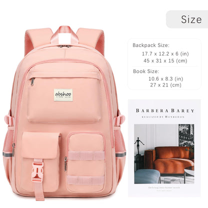 abshoo School Backpack for Girls Bookbag with Lunch Bag Teen Girls School Bag Travel Daypack (Peach Pink)