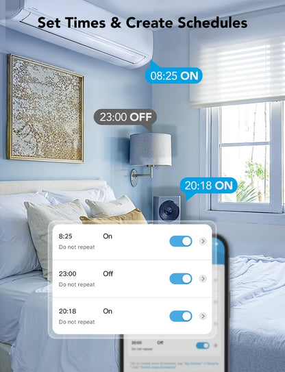 Govee Dual Smart Plug 2 Pack, 15A WiFi Bluetooth Outlet, Work with Alexa and Google Assistant, 2-in-1 Compact Design, Govee Home App Control Remotely with No Hub Required, Timer, FCC and ETL Certified