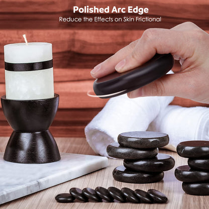 Granpay 20PCS Hot Stones for Massage with Warmer, Hot Stones Massage Set with Warmer Kit Basalt Hot Rocks Massage Stone for Spa Warming Therapy Pain Relief