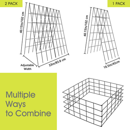 Cucumber Trellis for Raised Bed, Rifny 16.5 x 40 Inch Metal Trellis for Climbing Plants Outdoor with Plant Clips Twist Ties, Garden Plant A-Frame Trellis for Vegetable Pea Tomato (Black, 2 PCS)