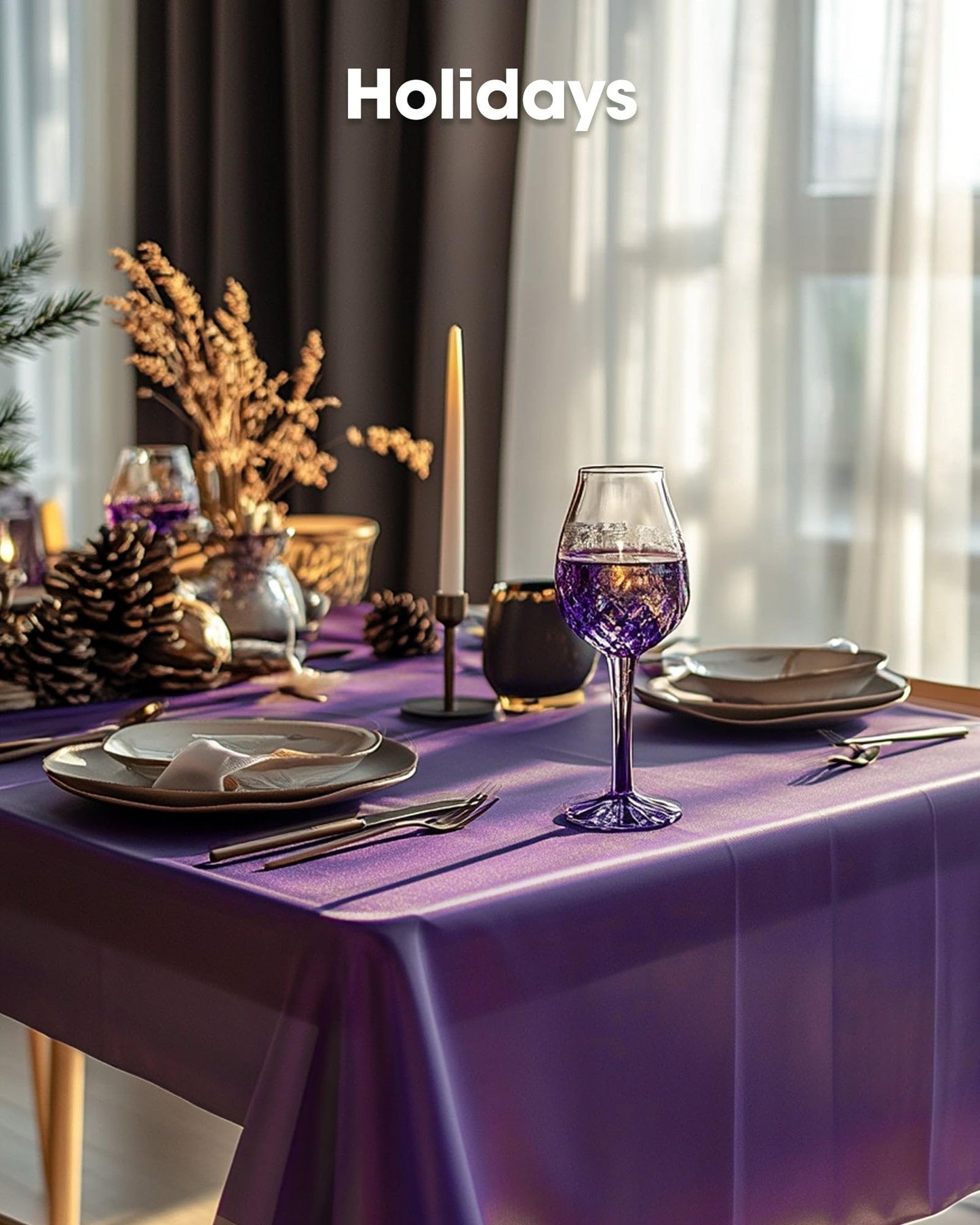 Pureegg Plastic Table Cloth Disposable 10 Pack, 54 x 108 Inch Table Cloths, Halloween Party Decorations, Summerween Decor, Halloween Tablecloths, Rectangle, Plastic Cover, Leakproof & Sturdy, Purple