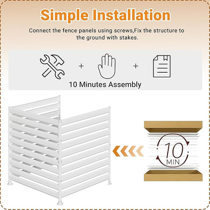CJF Outdoor Privacy Screens, 42" H x 38" W Metal Air Conditioner Fence Panels, Pool Equipment Enclosure, Trash Can Screens Fence Kit for Outside Backyard Patio(Withe/2-Panel)