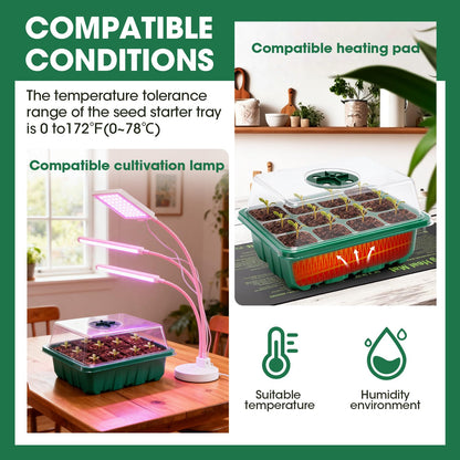 PlantaPulse 5 Packs Seed Starter Tray with Humidity Dome, Seed Starter Kit with Transparent Drain Hole Base Indoor Greenhouse Mini Propagator for Seeds Growing Starting(60 Cell Trays, Green)