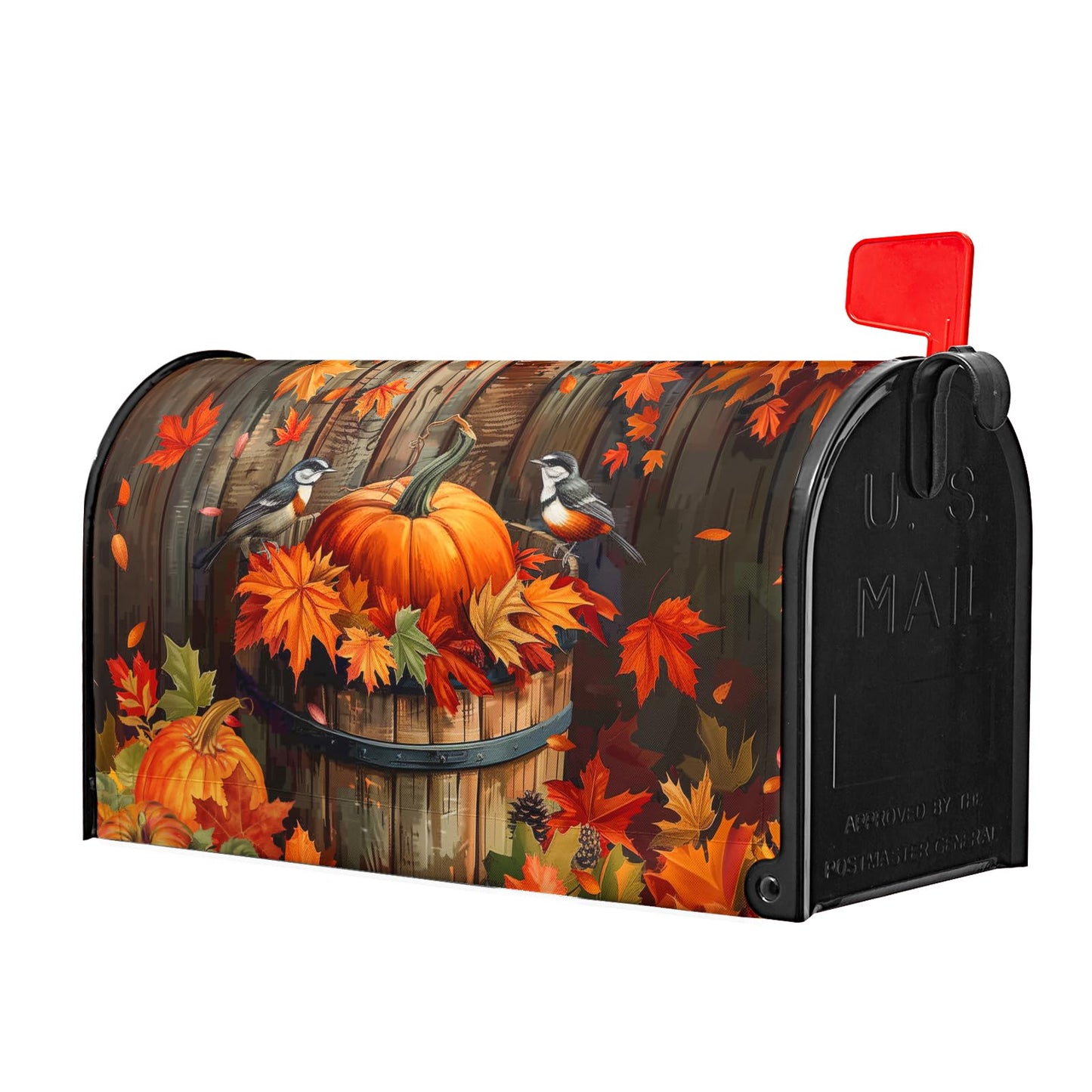 Fall Mailbox Covers Magnetic Standard Size 18x21inch Autumn Maple Leaves Mailbox Decoration Autumn Harvest Pumpkin Post Letter Box Cover for Outside Decor