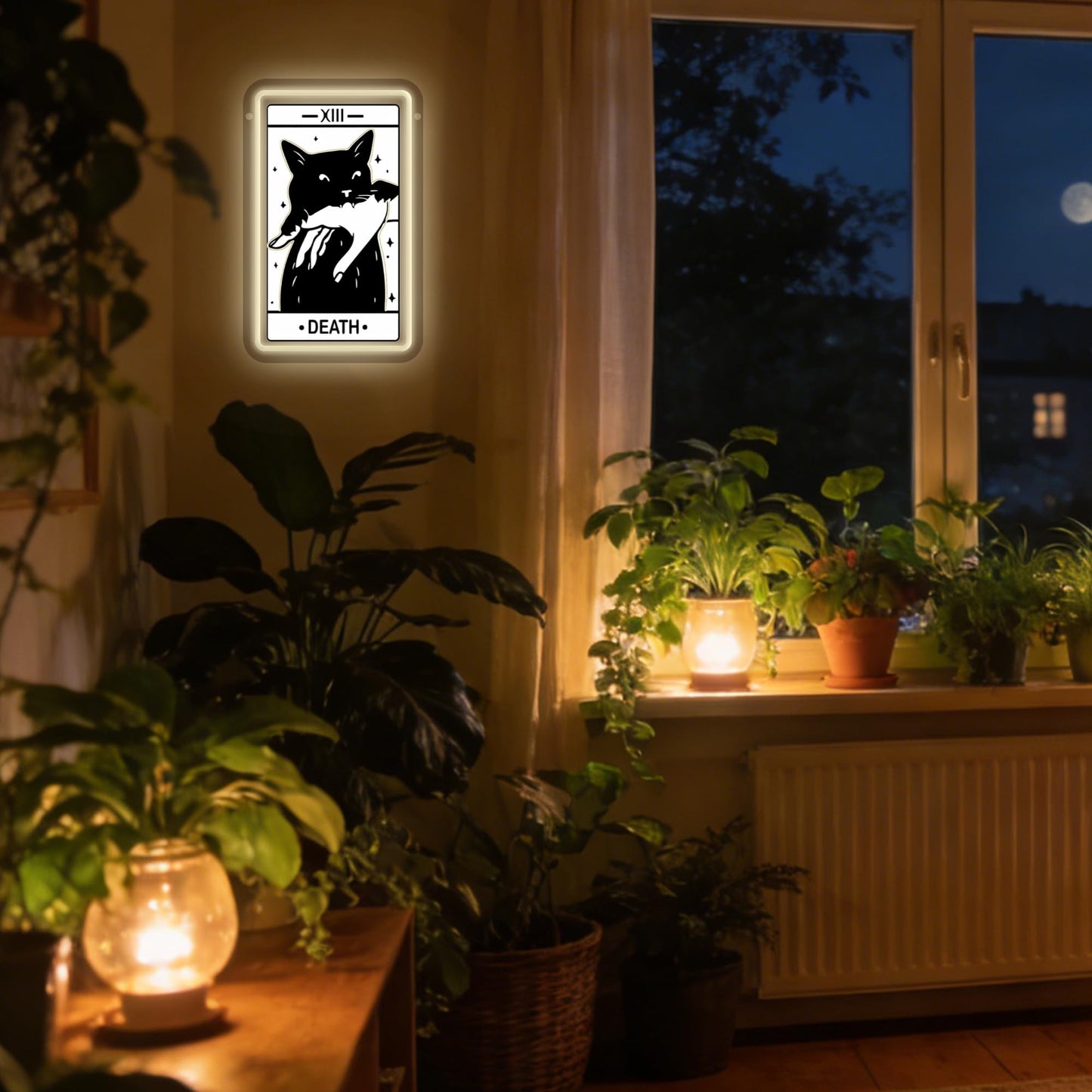 Tarot Card Neon Sign, Death Tarot LED Halloween Neon Light Sign USB Powered, for Gothic Bedroom Game Room Black Cat Party Man Cave Decor, Birthday Gifts(11.8 * 7.4 In)