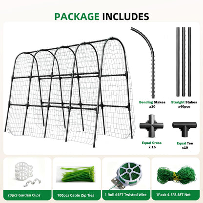 Laodier Cucumber Trellis for Raised Bed, U-Shape Garden Arch Metal Support for Climbing Plants, Metal Arch Plant Support Vegetables Trellis, Plant Support for Vine Outdoor(Black, 63*30*47inch(L*W*H))