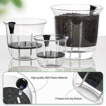 IWNTWY Plant Pots 6/5/4 inch Set of 3, Self Watering Pots for Indoor Outdoor Plants Flowers, Self Watering Planters with Reservoir, Drainage Hole and Absorbent Cotton Rope