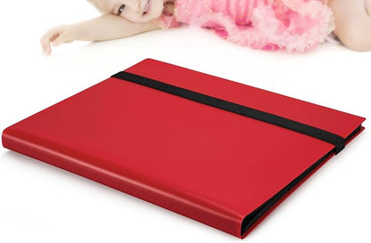 【2026】Trading Card Binder 9 Pocket, Premium Sports Collection Binder Game Cards Book with Sleeves Side Loading, Anti-open Strap Double Sided Waterproof 360 Card Folder