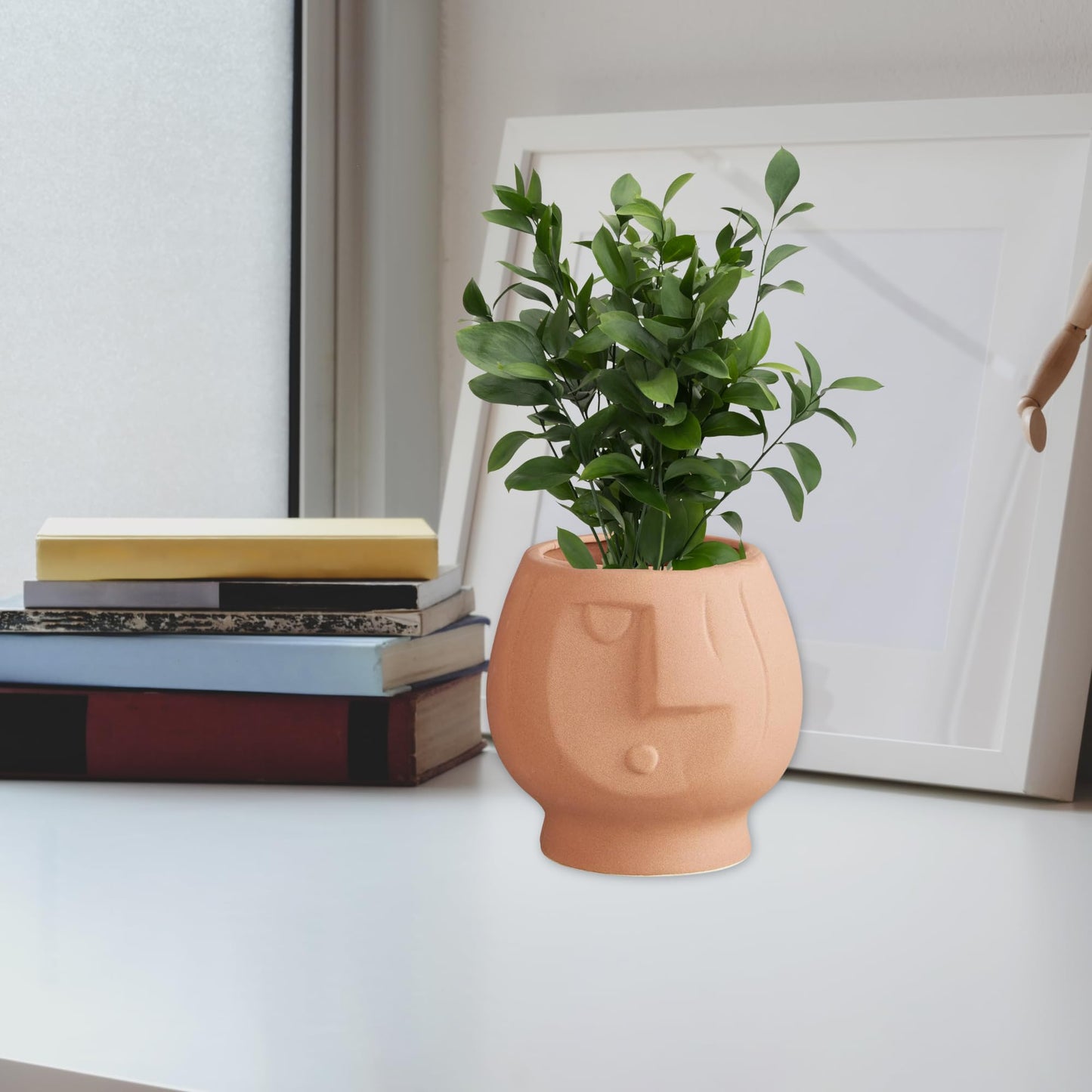 Cute Face Planter, Funny Novelty Plant Pot, Modern Indoor Home Decoration, 5.5 x 6 Inches (Pack of 2)