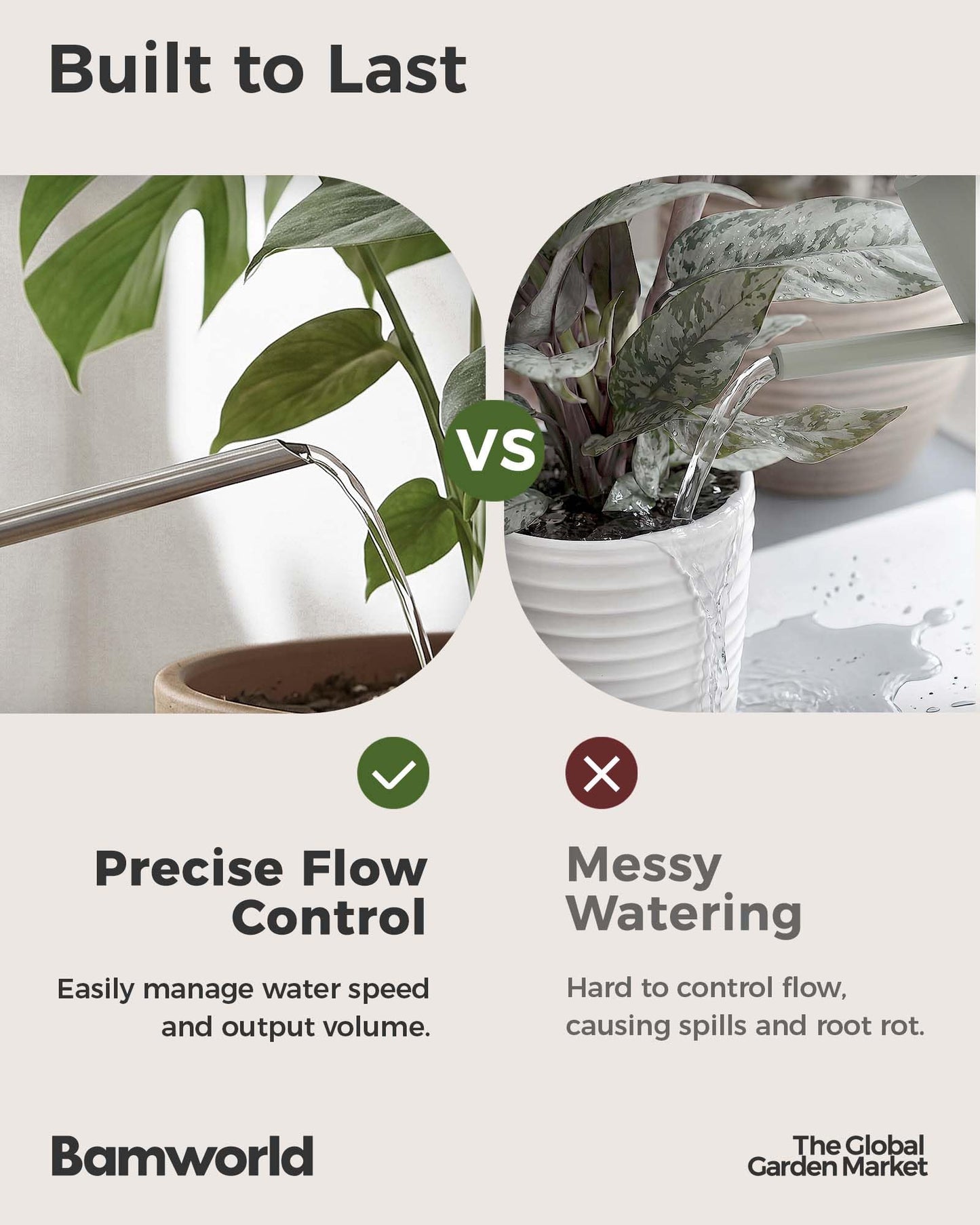 Bamworld Metal Watering Can for Indoor Outdoor Plant 1L/35oz Silver Stainless Steel Watering Can with Long Spout for House Potted Plants Succulents Bonsai Garden Flowers