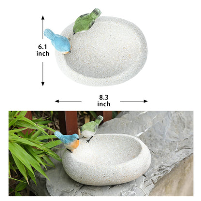 MUMTOP Bird Baths for Outdoors, Antique Outdoor Garden Bird Bath Resin Birdbath Bowl with Cute Birds Ornament for Outside Yard Table Decor