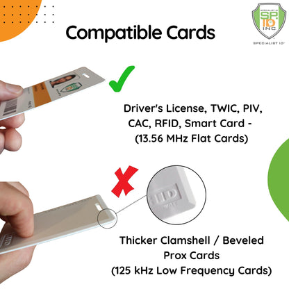Specialist ID Detachable Lanyard and Identity Stronghold 2-Card RFID Blocking Badge Holder - 2 Sided/Blocks 13.56MHz Signal - Double Sided - Secure CAC PIV TWIC Card Holder (Black)