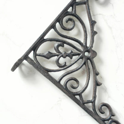 Z metnal Cast Iron Plant Hanger - 12 inch Rustic Wall Mounted Hanging Basket Holder for Outdoor Garden, Patio, Porch Decor - Heavy Duty Metal Hook Bracket