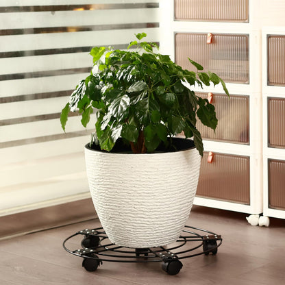 5 Packs 13.5" Large Metal Plant Caddy with Wheels Iron Rolling Plant Stands Heavy-duty Plant Roller Base Pot Movers Indoor Outdoor Plant Dolly with 5 Casters Plant Trolley Coaster Holder