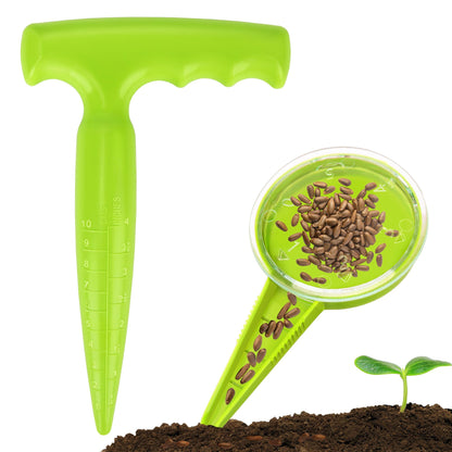 Milifox Seed Planter Tool, 6.9" Dibber Garden Tool, Plastic Dibbler Tools for Planting, Seed Dispenser, Bulb Digger Garden Planter for Sowing Seeds, Bulbs, Digging (Light Green 2pcs)