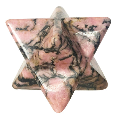 Fekuar Rhodonite Crystal Merkaba Star for Healing Reiki Spiritual Divine Therapy Energy, Pocket Stone Eight-Pointed Stars 1"(25mm)
