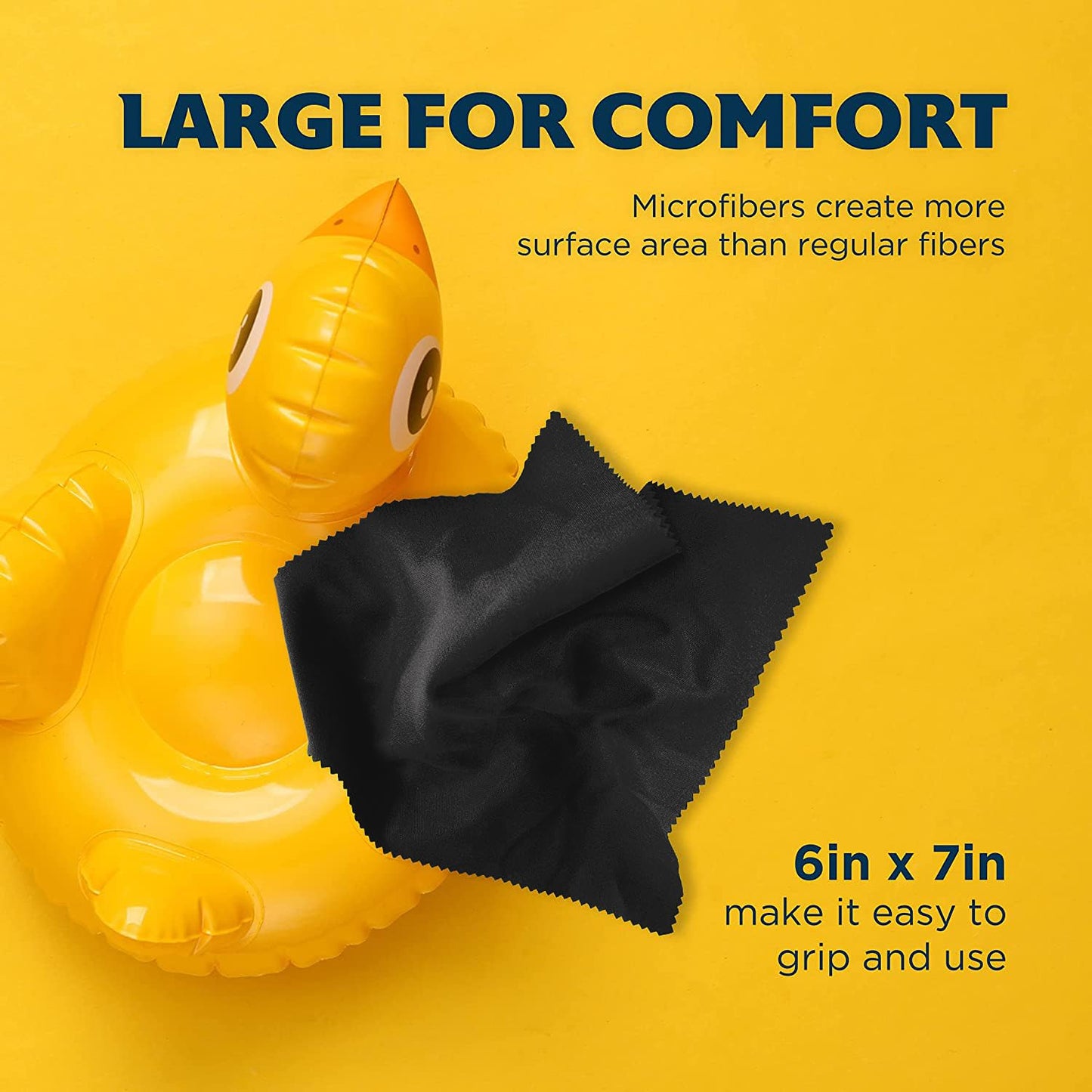 Purity Microfiber Lens Cleaning Cloth - Machine Washable, Lint-Free Ultra-Fine Microfiber Cloth- Cleans Eyeglasses, Screens, Lenses, Phones and Other Delicate Surfaces (Pack of 6, Black)