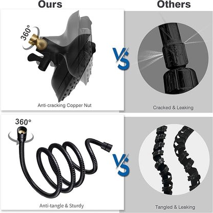 INAVAMZ Shower Head with Handheld High Pressure: Hand Held Shower Head & Rain Shower Head 2-IN-1 Shower Head with 59" Rotatable Stainless Steel Hose, Shower Trim Systems, Black 2.5 GPM 15391
