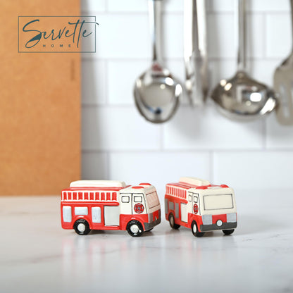 Novelty Ceramic Salt and Pepper Shaker - Firetruck