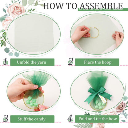 CPEGHDVM 50Pcs Organza Gift Bags, Christmas Thank You Gift Bags with Bow, Jewelry Pouches with Drawstring for Wedding Halloween Christmas Party Favor, 5.9 * 2.7in (Green)