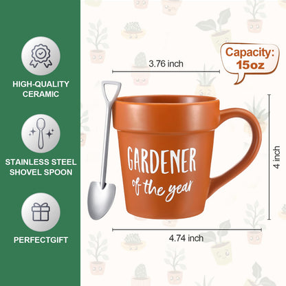 Sunnychicc 4 Pcs Gift Set for Plant Lovers Women, Mother's Day, Birthday Plants Themed Gift Set with 15oz Coffee Cup Gardening Hat Gardener Plant Socks Shovel Spoon for Lady Mom Gardening Supplies