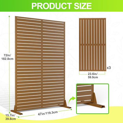 Garvee Metal Privacy Screen Outdoor, 72" h×47" w Balcony Patio Privacy Screen, Freestanding Privacy Fence, Decorative Panel, Patio Room Divider for Garden, Balcony, Deck