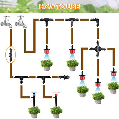 Gardrip Drip Irrigation Coupling Fittings：120 Pieces Barbed Coupler Irrigation Parts with Sharp End Fits for 1/4 Inch Irrigation Tubing Drip Line Connectors for Garden Lawn Irrigation System