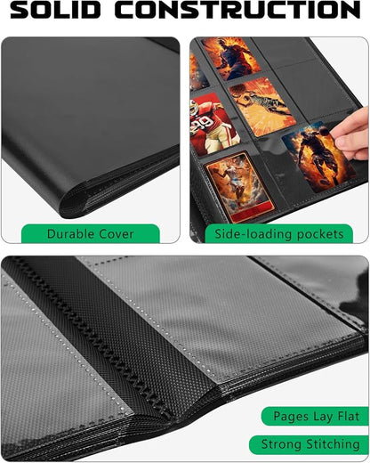 Lzerking 2 Pack 9 Pockets Trading Card Binder, Black, 40 Sheets, 720 Cards, Baseball, Football, Basketball, K-pop Photocard