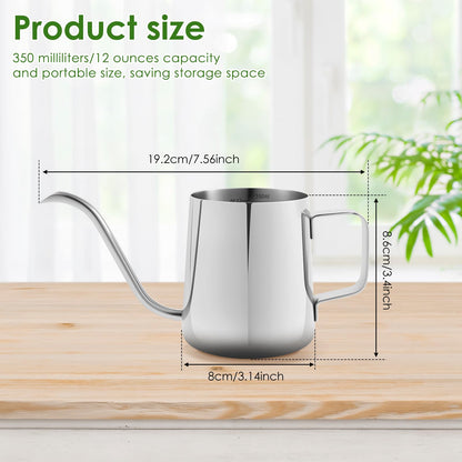 Small Stainless Steel Watering Can for Indoor Plants, 12oz/350ml Mini Plant Watering Pot with Long Spout & Ergonomic Handle for Houseplants, Succulents & Bonsai