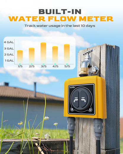 RAINPOINT WiFi Water Timer with Brass Inlet, 2 Outlets Sprinkler Timer,Automatic Irrigation System Controller, APP & Voice Control, Irrigation by Weather/Quantity/Soil Moisture