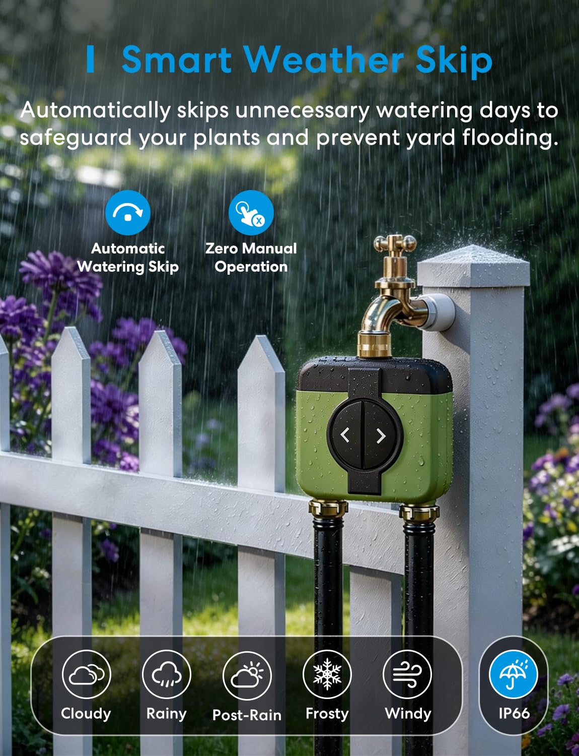 meross WiFi Water Timer for Garden Hose, 2 Zone WiFi Hose Timer with Brass Inlet and Outlet, WiFi Sprinkler Controller, Rain Delay, Smart Water Valve for Garden, Lawn & Yard, Remote & Voice Control