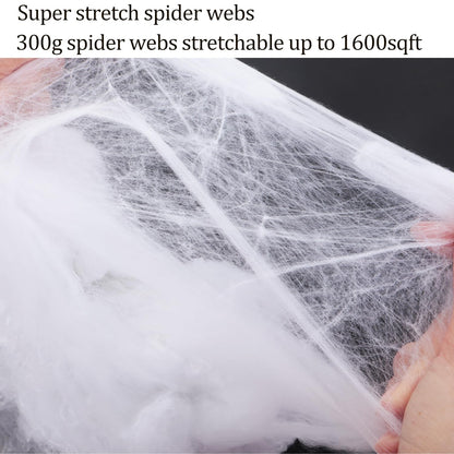 Halloween Decoration Outdoor, 1600sqft Spider Webs Halloween Party Decorations with 100Pcs Fake Spiders and 60Pcs Bats for Exterieur, Indoor Outdoor Party Supplies