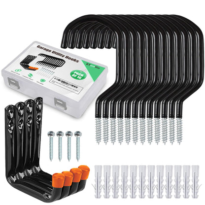 Etoolia Heavy Duty 16 Pack 4.5 Inches Garage Utility Hooks for Bike Storage, 5.7 Inches Wall Mount Screw Ceiling Hooks - Hanger for organizing Bikes, Ladder, Extension and Power Tools