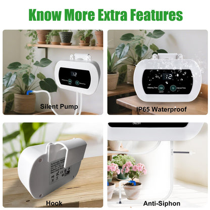 Lewisia WiFi Smart Plant Watering System, Indoor Drip Irrigation Kit for 10 Plants, App Control, USB Rechargeable, Auto-Irrigation Set with Timer, IP65 Waterproof