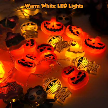 LUTW Halloween Lights Decorations, 10Ft 20 LED Halloween Lights Battery Operated with Timer Waterproof, 8 Lighting Modes, Cute Halloween's String Light for Indoor Outdoor Window Porch Decor