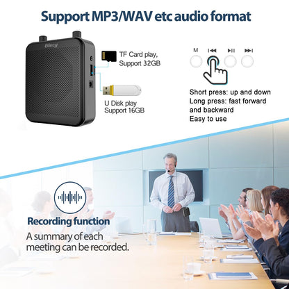 Giecy 30W Portable Voice Amplifier with Wired Microphone Headset, 2800mAh Rechargeable PA System Speaker Personal Microphone Speech Power Amplifiers Loudspeaker for Teachers/Metting/Tour Guide