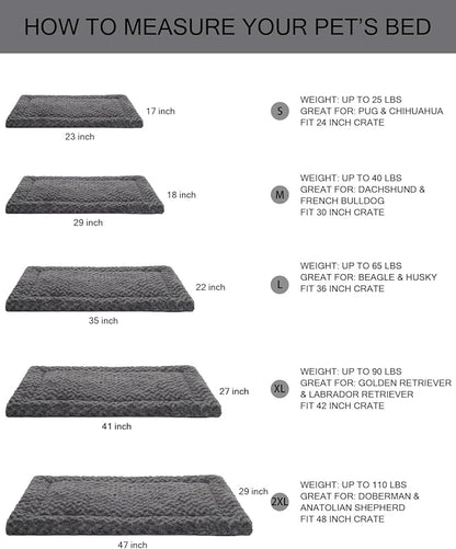 Washable Dog Bed Mat Crate Pad Soft Fluffy Pet Kennel Beds Dog Sleeping Mattress for Large Jumbo Medium Small Dogs, 48 x 30 Inch, Gray