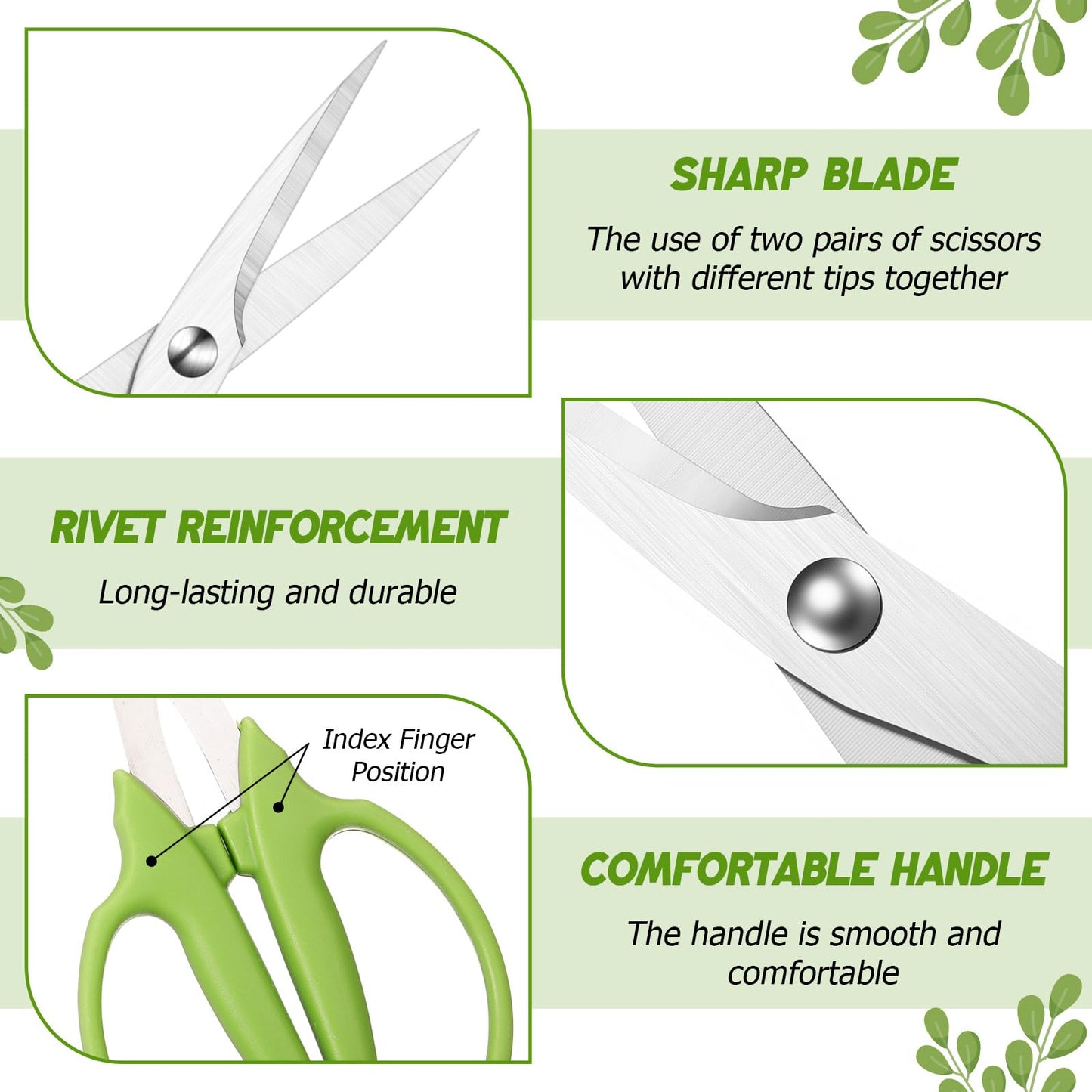 Lanties 3 Pcs Garden Scissors Shears Trimming Scissors Pruning Floral Shears for Herb Flowers Plants with Straight and Curved Blade for Gardening (Curved,Straght,Bud)