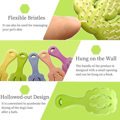 Cloud-Shaped Soft Bristle Small Dog Brush - Hollow Back Design for Easy Grooming - Ideal for Yorkie, Shih Tzu, Maltese Maltipoo Pomeranian- Puppy Essentials , Pet Hair Removal Essentials (Green)