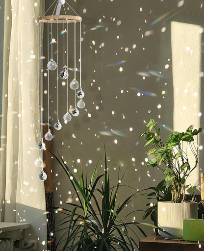 AceList Hanging Disco Ball Decor, Sun Catcher Crystals & Disco, 31.5 inch Handmade Spiral Sparkle Mirror Ball & Light Catcher for Window, and Boho Decor