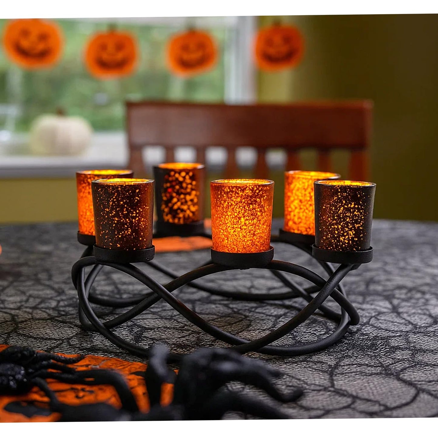 Seraphic Halloween Decorations for Indoor Table Centerpieces, Orange/Black